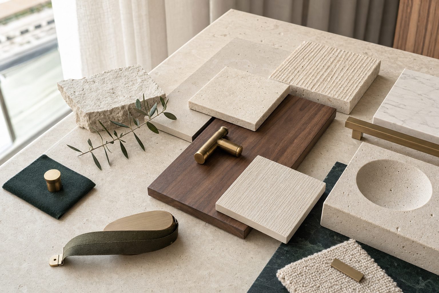 Consultation table with material samples (illustrative)